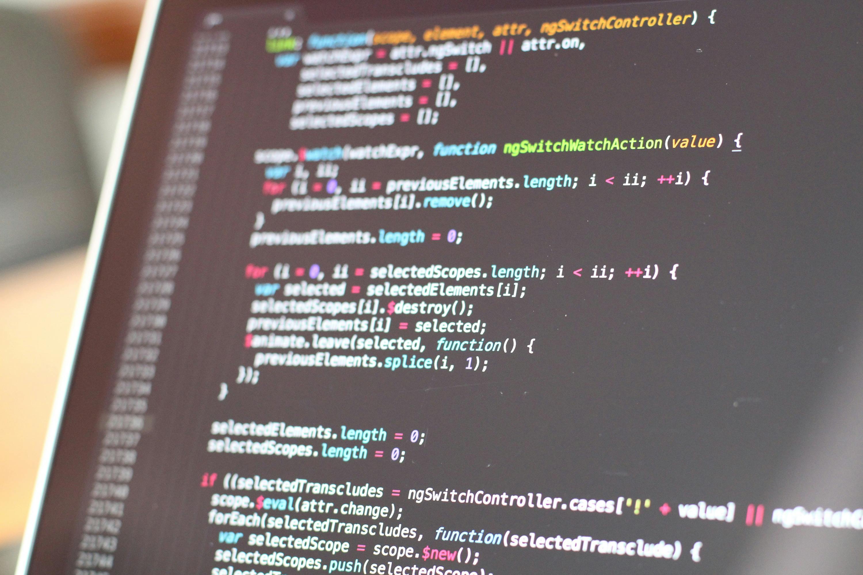 Software code on a screen